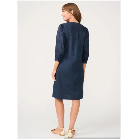 J. McLaughlin Pullover Sabina Cotton Dress Size S Pleated Balloon Sleeves Navy